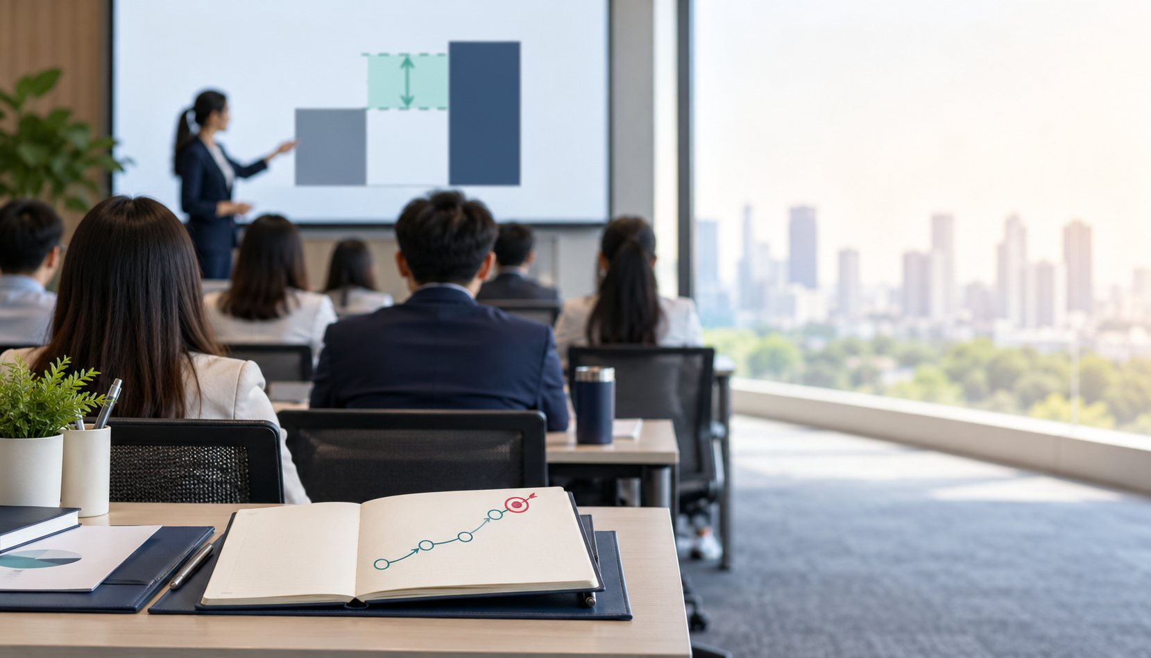 Training Needs Analysis — ห้องอบรมกับกราฟช่องว่างผลงาน และสมุดแผนพัฒนารายบุคคล